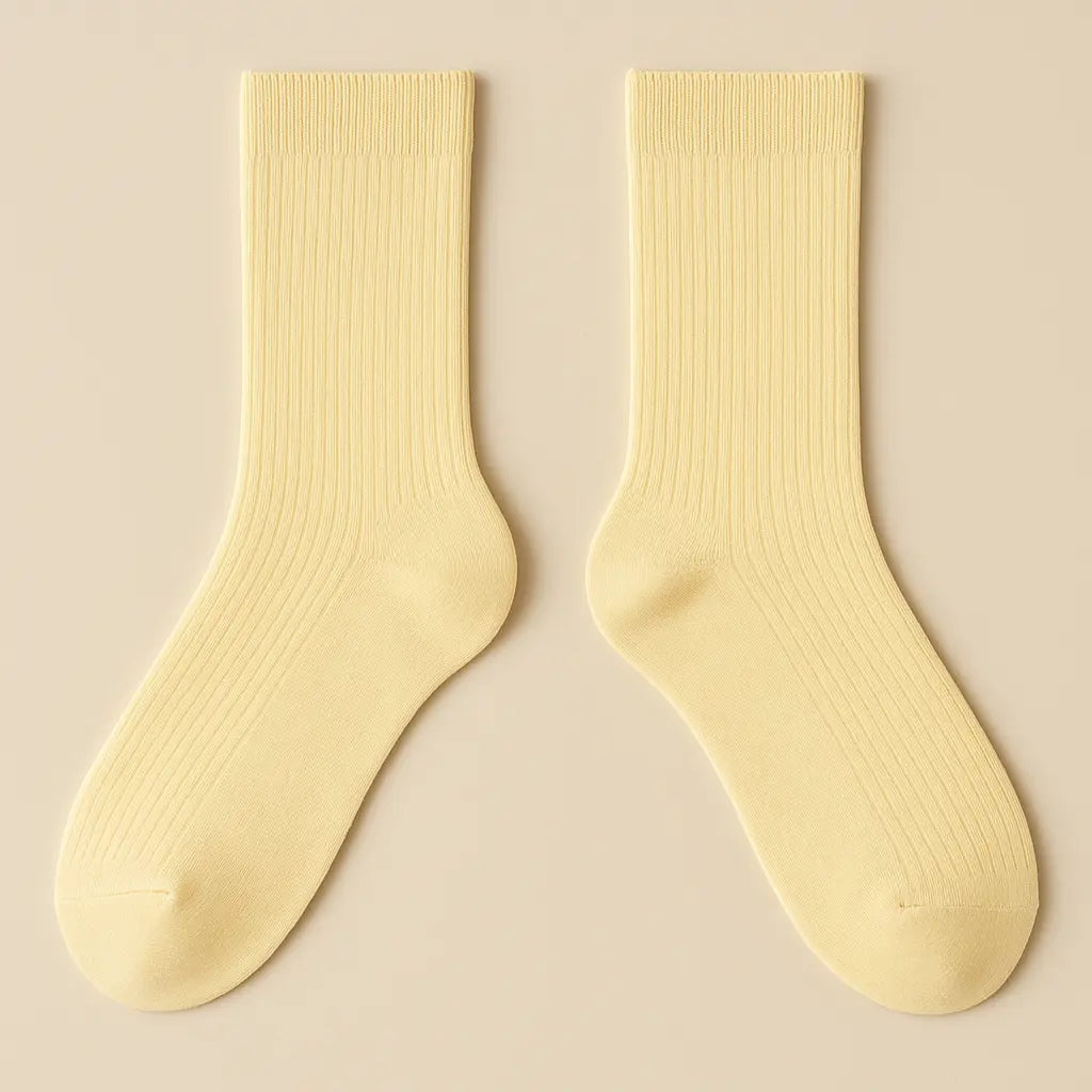 Chaussettes femmes Couleurs jaune clair en coton mollet paire