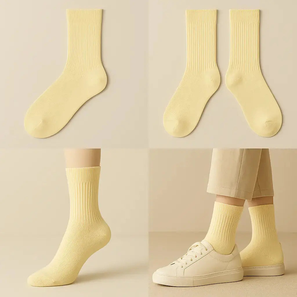 Chaussettes femmes Couleurs jaune clair en coton mollet galerie produit