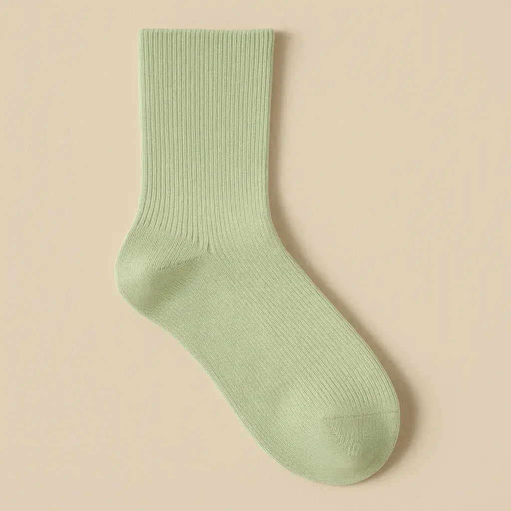 Chaussettes femmes Couleurs vert clair coton mollet vue à plat