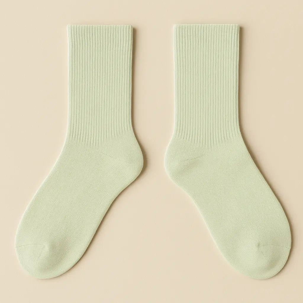 Chaussettes femmes Couleurs vert clair coton mollet paire