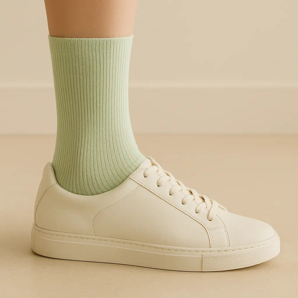 Chaussettes femmes Couleurs vert clair coton mollet avec chaussures