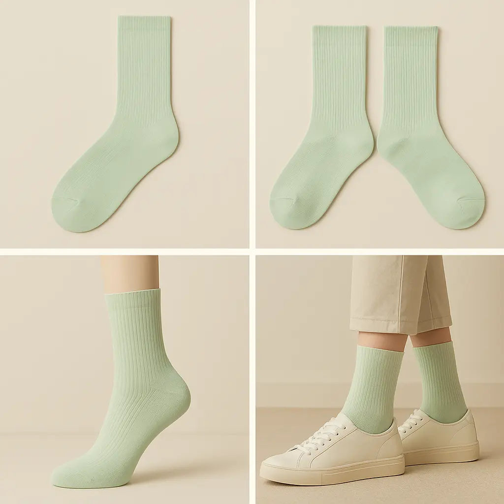 Chaussettes femmes Couleurs vert clair coton mollet galerie produit