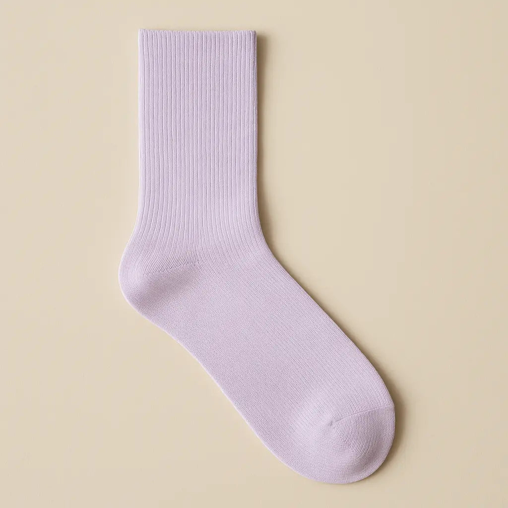Chaussettes femmes Couleurs mollet coton violet clair vue à plat