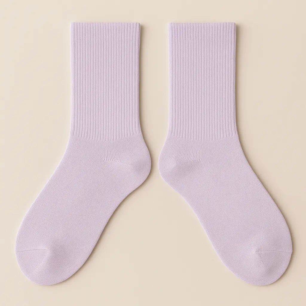 Chaussettes femmes Couleurs mollet coton violet clair paire