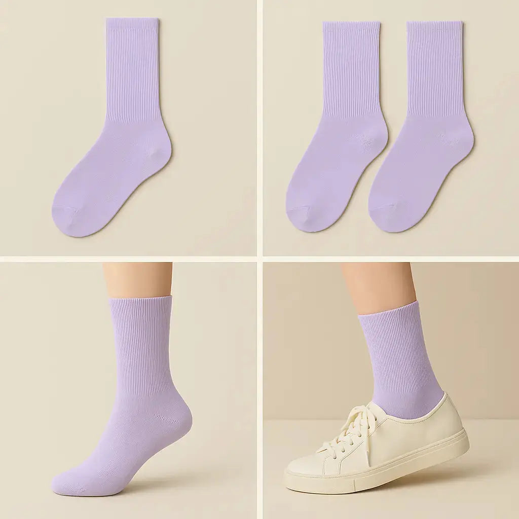 Chaussettes femmes Couleurs mollet coton violet clair galerie produit