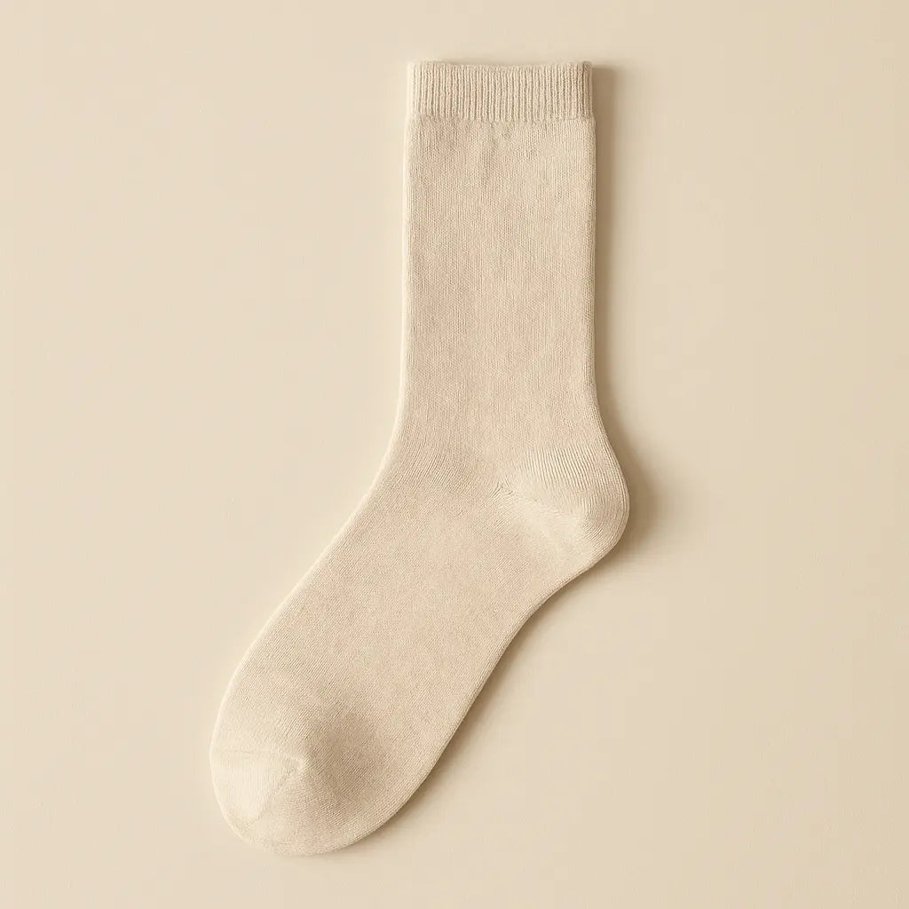 Chaussettes femmes Couleurs Avoine en coton mi-mollet vue à plat
