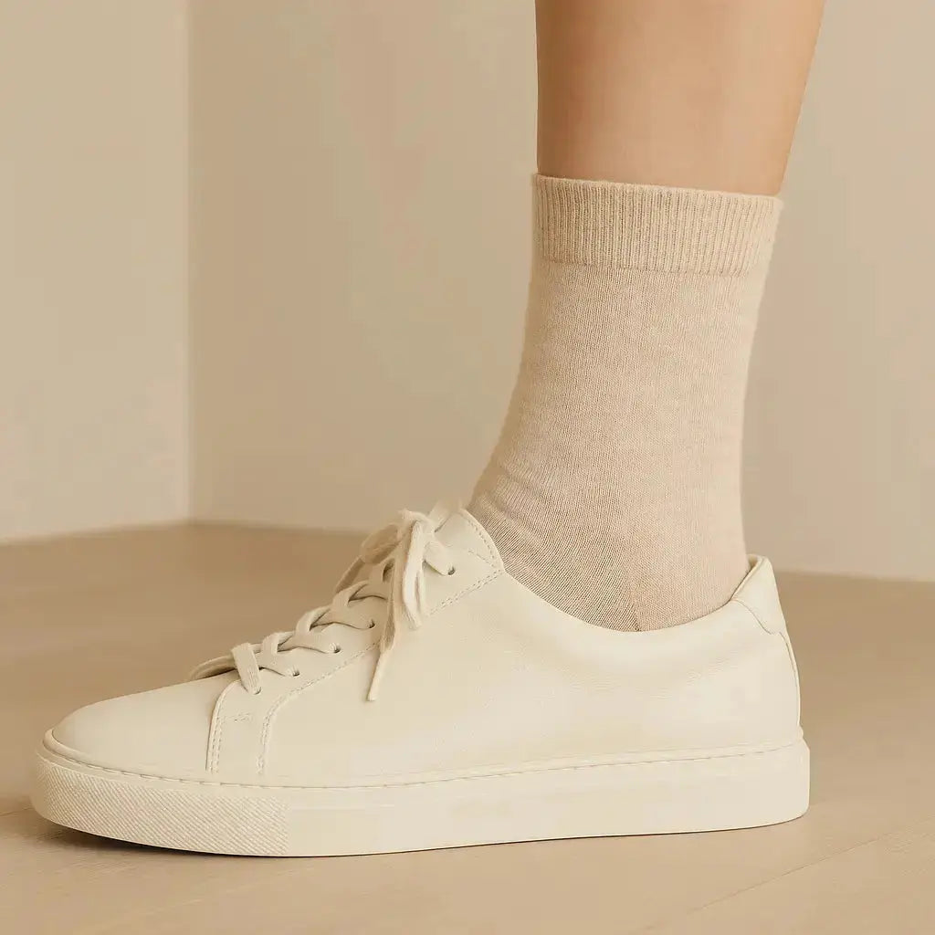 Chaussettes femmes Couleurs Avoine en coton mi-mollet avec chaussures