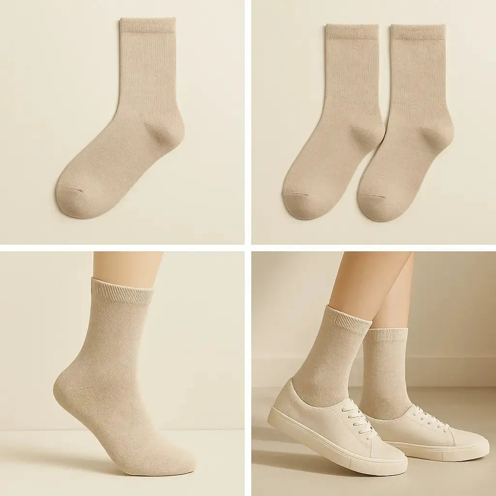 Chaussettes femmes Couleurs Avoine en coton mi-mollet galerie produit