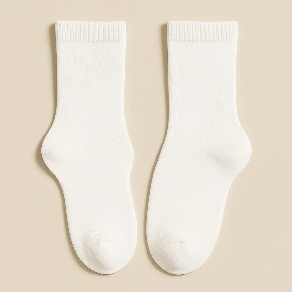 Chaussettes Femmes Couleurs Blanc Coton Mollet paire