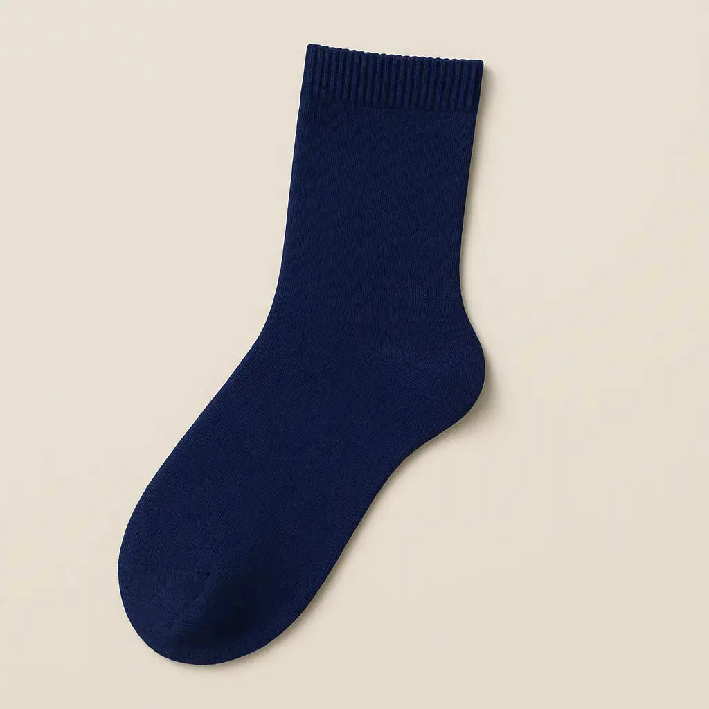 Chaussettes femmes Couleurs bleues en coton mi-mollet vue à plat