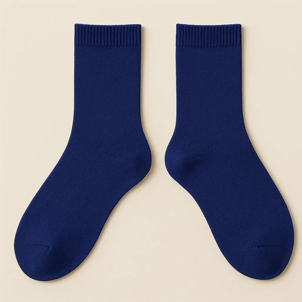 Chaussettes femmes Couleurs bleues en coton mi-mollet paire