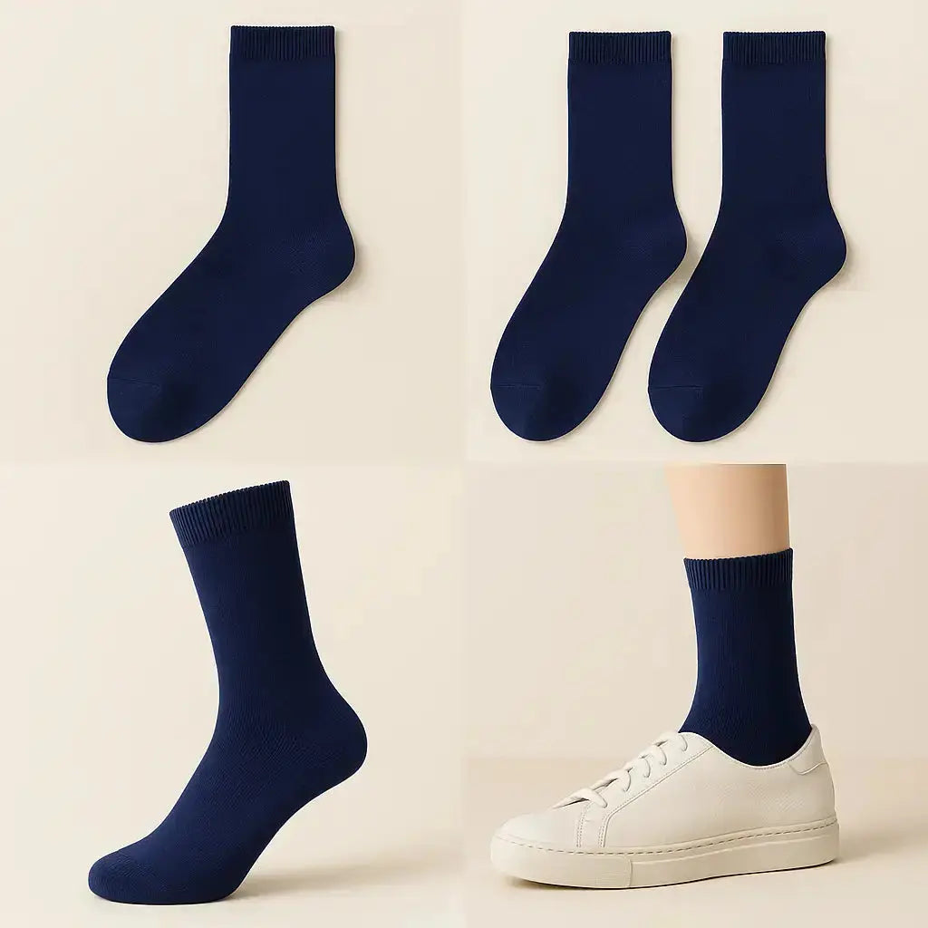 Chaussettes femmes Couleurs bleues en coton mi-mollet galerie produit