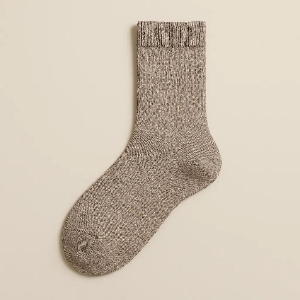 Chaussettes Femmes Couleurs Mollet en Coton Brun Cendré vue à plat