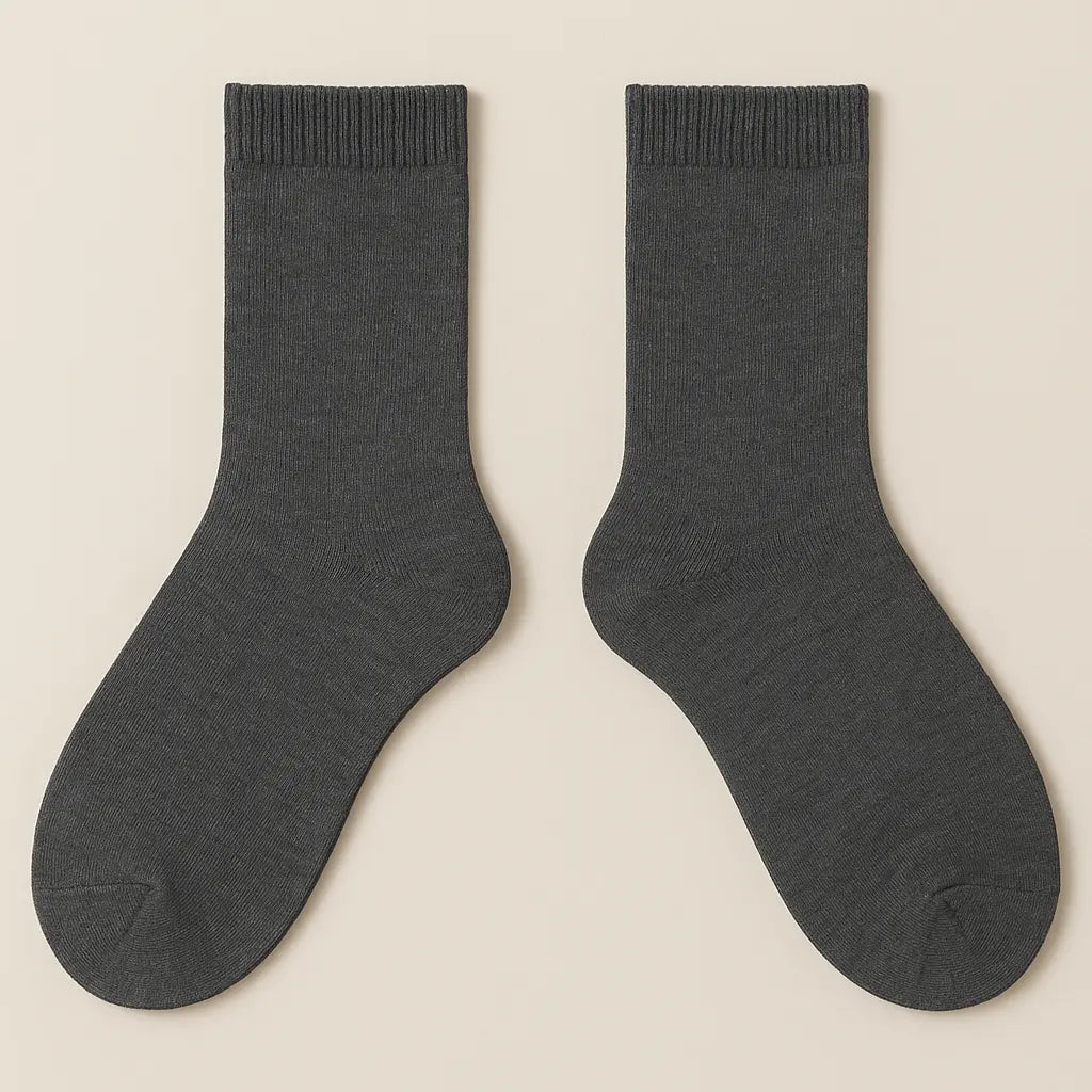Chaussettes Femmes Couleurs Gris Foncé en Coton Mollet paire