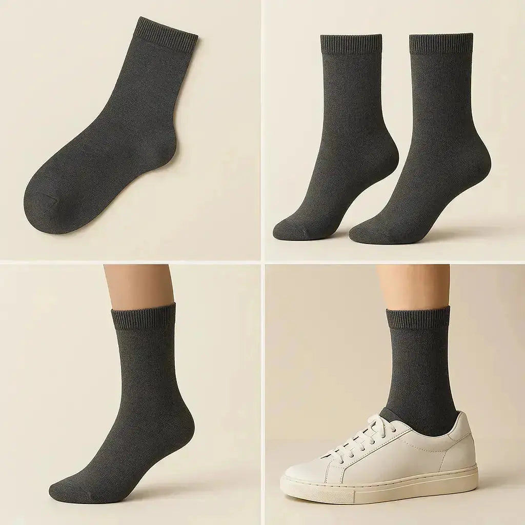 Chaussettes Femmes Couleurs Gris Foncé en Coton Mollet galerie produit