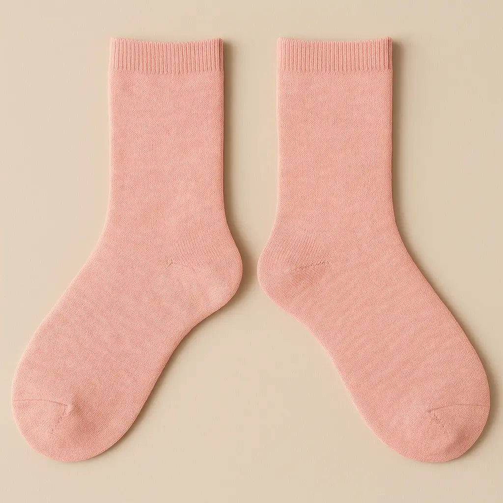 Chaussettes femmes Couleurs rose clair coton mi-mollet paire