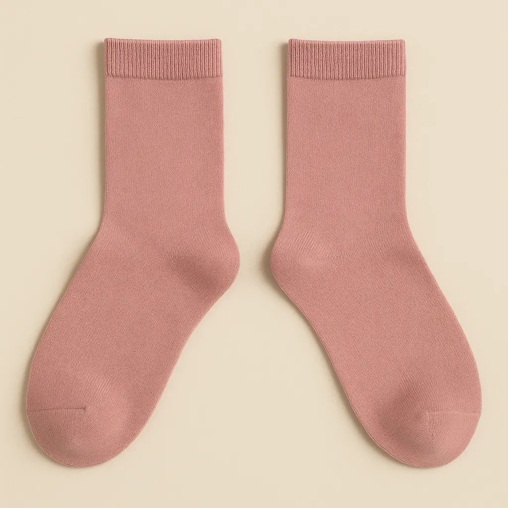 Chaussettes femme Couleurs rose en coton hauteur mollet paire