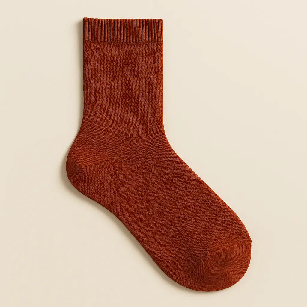 Chaussettes femmes Couleurs terracotta en coton mi-mollet vue à plat