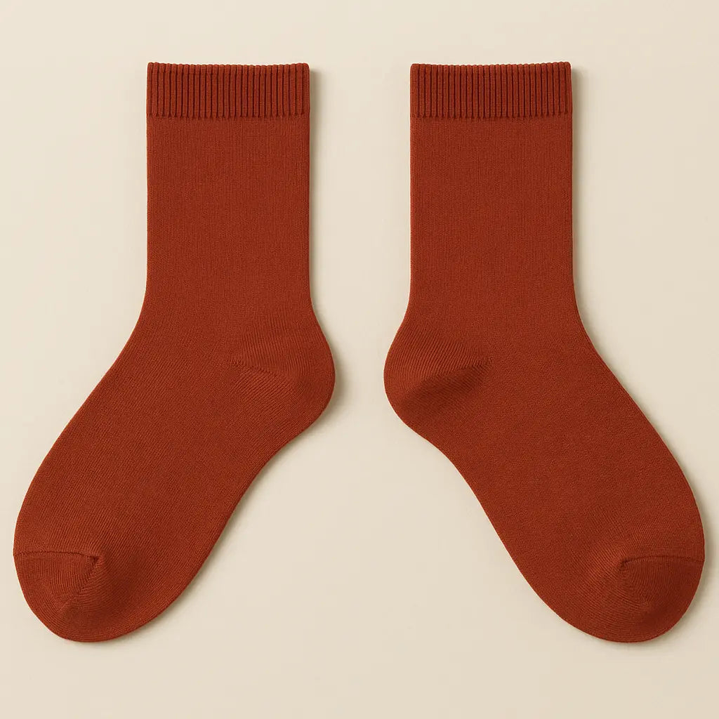 Chaussettes femmes Couleurs terracotta en coton mi-mollet paire