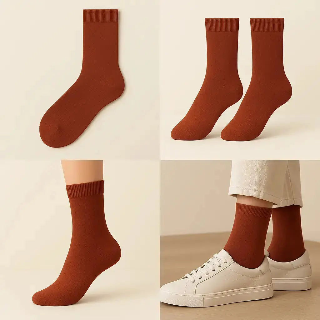 Chaussettes femmes Couleurs terracotta en coton mi-mollet galerie produit