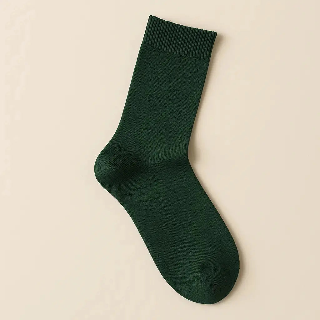 Chaussettes femmes vert foncé mollet coton collection Couleurs vue à plat
