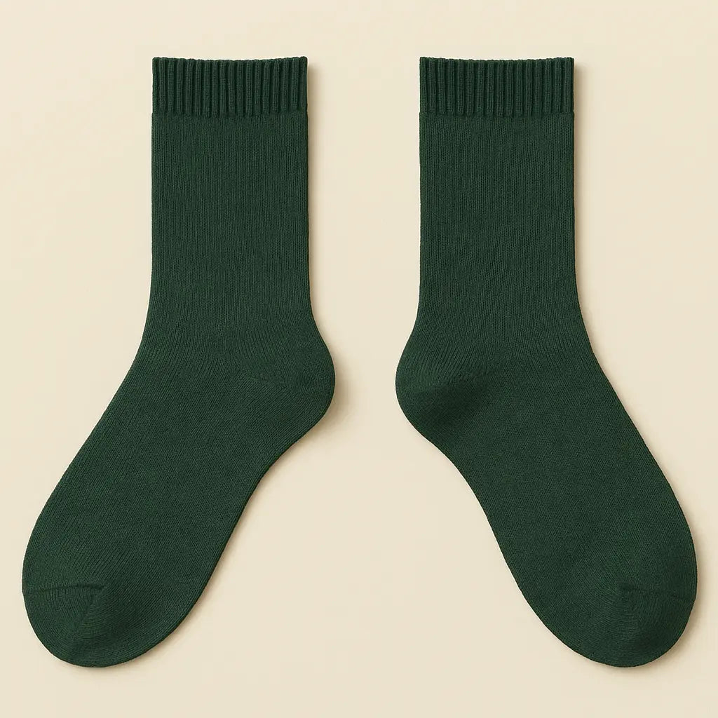 Chaussettes femmes vert foncé mollet coton collection Couleurs paire