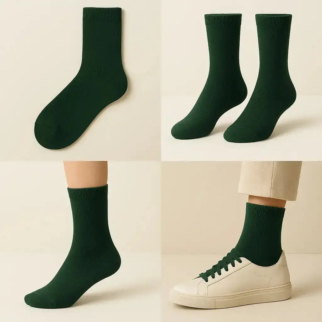 Chaussettes femmes vert foncé mollet coton collection Couleurs galerie produit