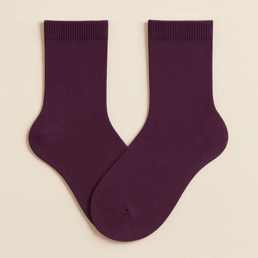 Chaussettes femmes Couleurs violettes en coton mi-mollet paire