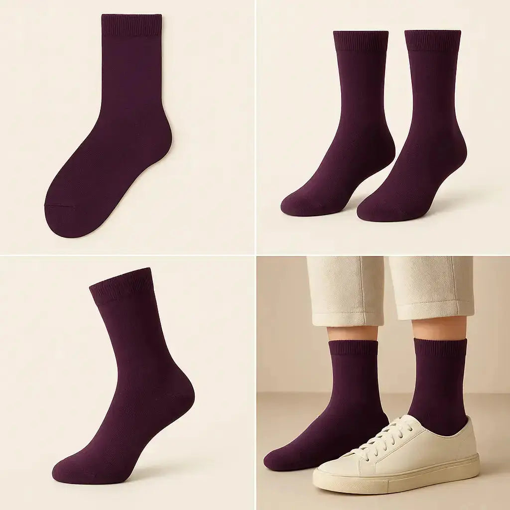 Chaussettes femmes Couleurs violettes en coton mi-mollet galerie produit