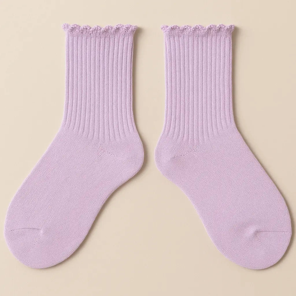 Chaussettes femmes Couleurs violet clair coton mollet paire