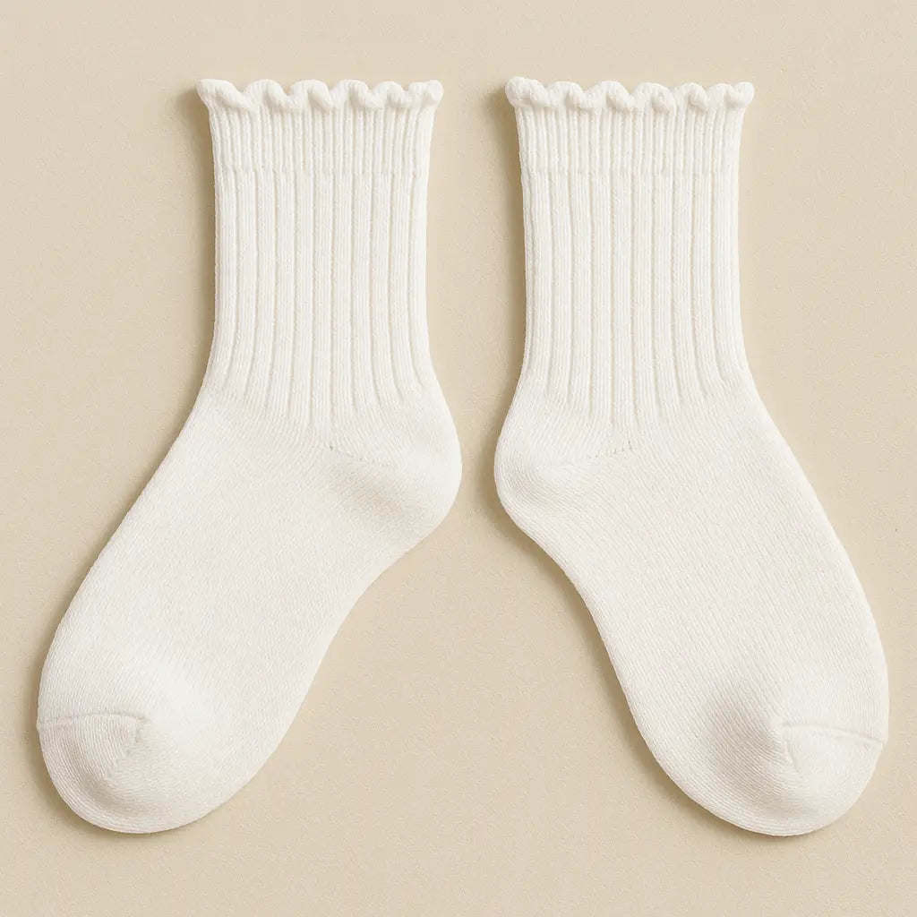 Chaussettes femmes dentelles courtes en coton blanc paire