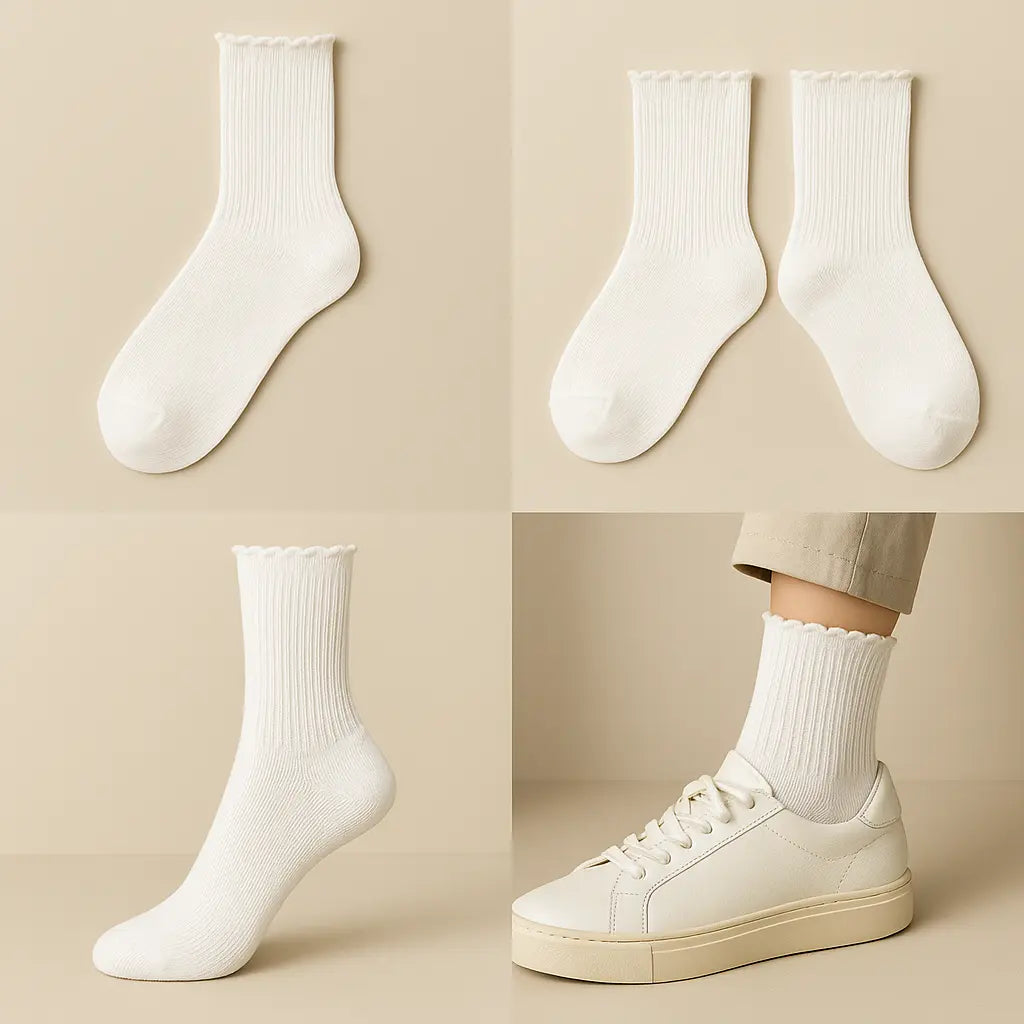 Chaussettes femmes dentelles courtes en coton blanc galerie produit