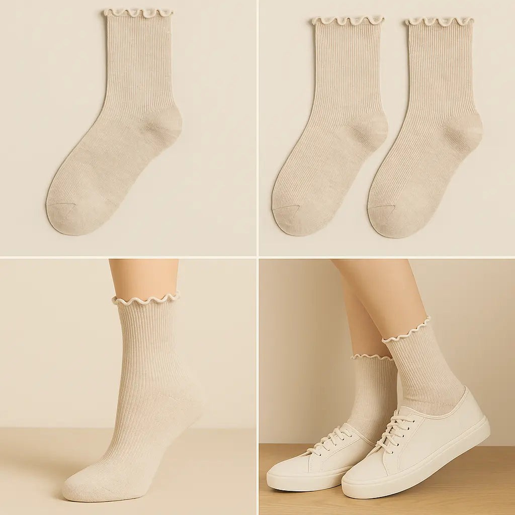 Chaussettes Femmes Dentelles Mollet Coton Avoine galerie produit