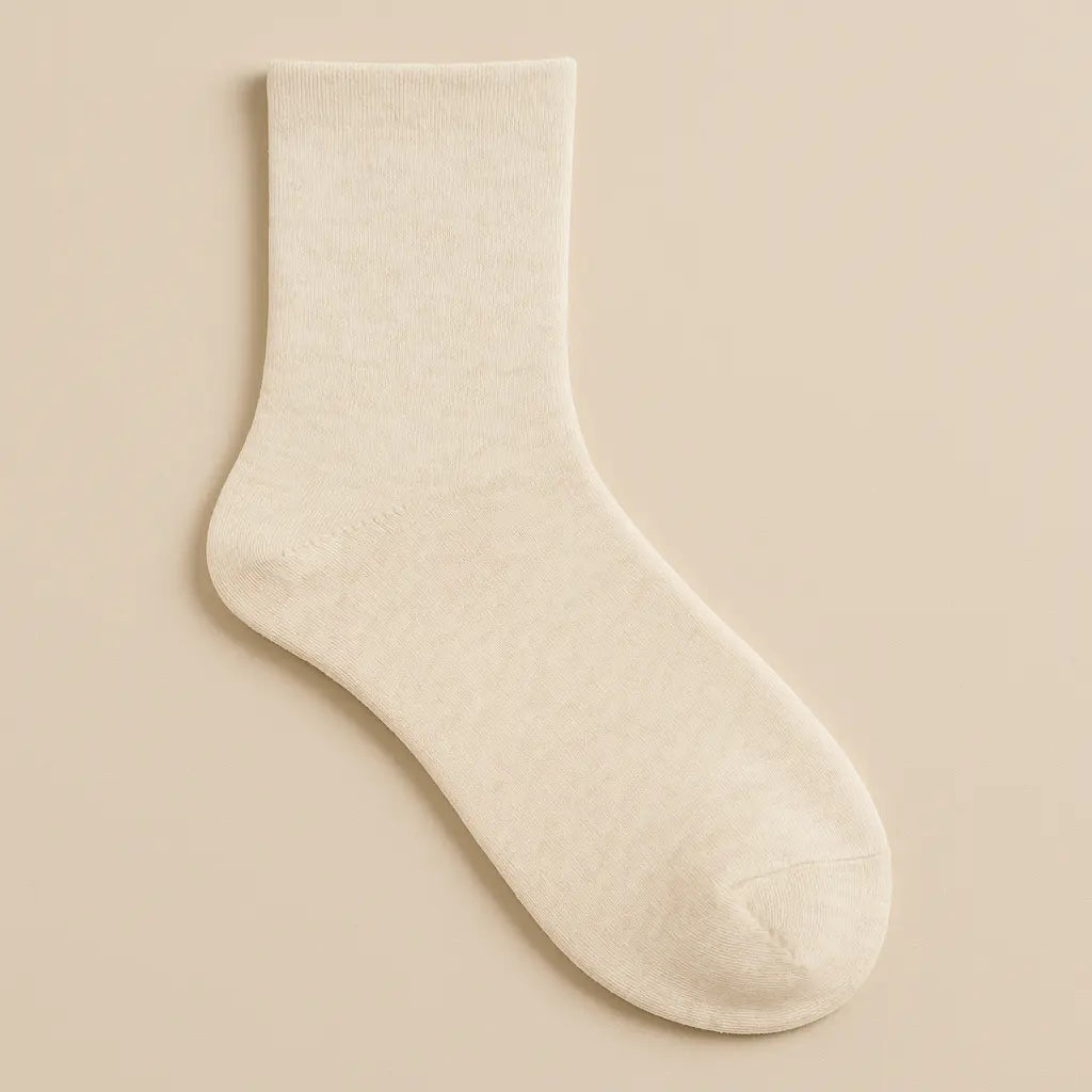 Chaussettes femmes Essential mollet coton beige vue à plat