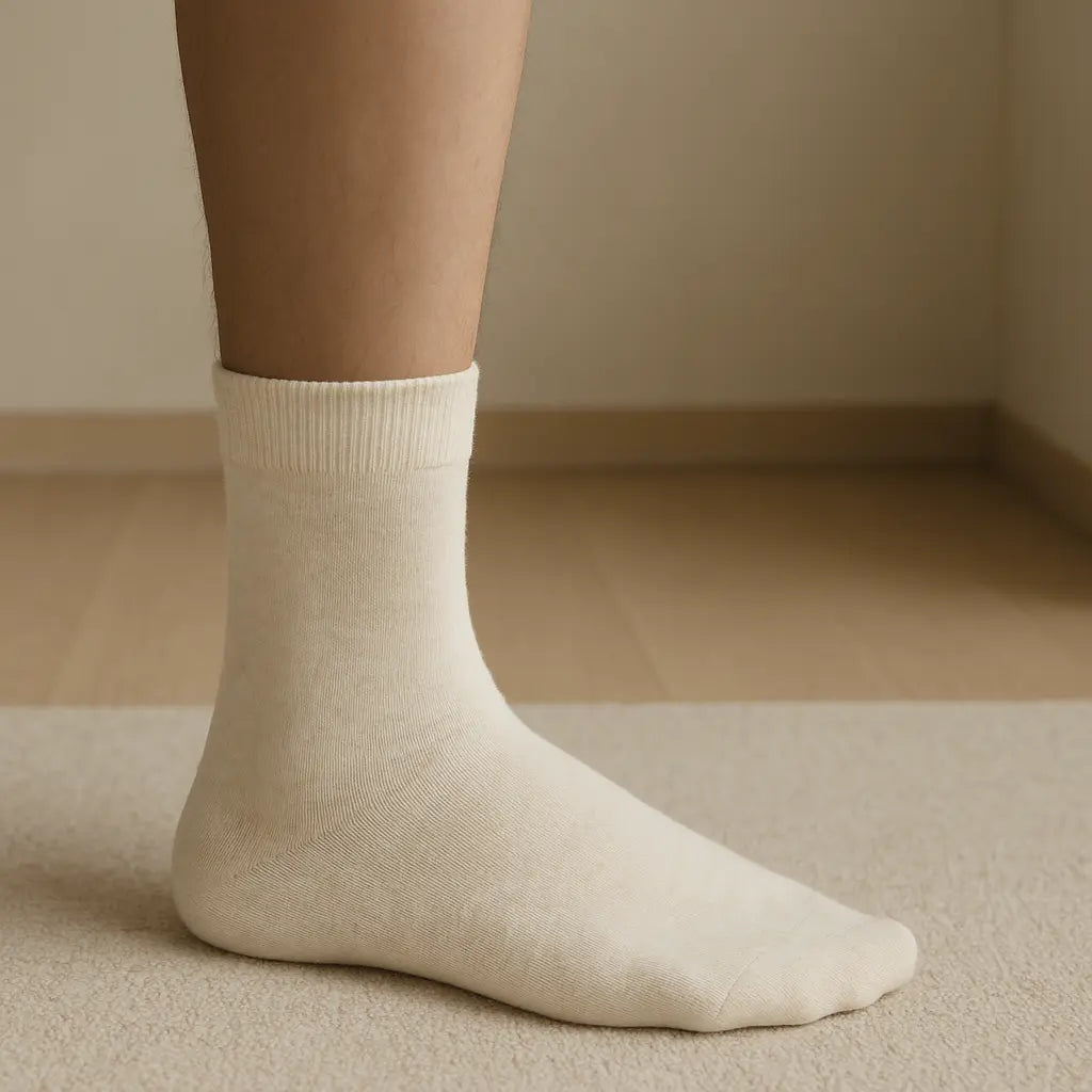 Chaussettes femmes Essential mollet coton beige en situation