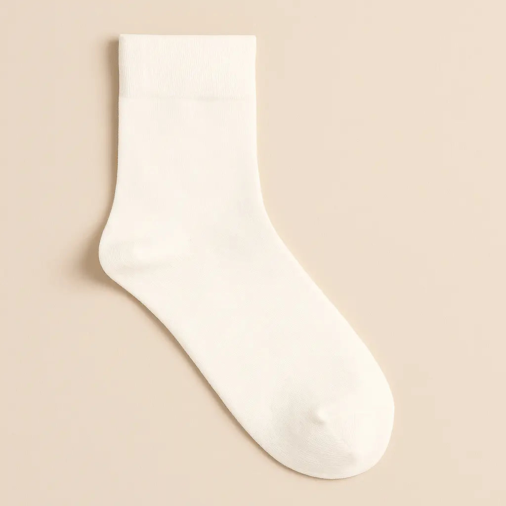 Chaussettes Femmes Essential Mollet Coton Blanc vue à plat