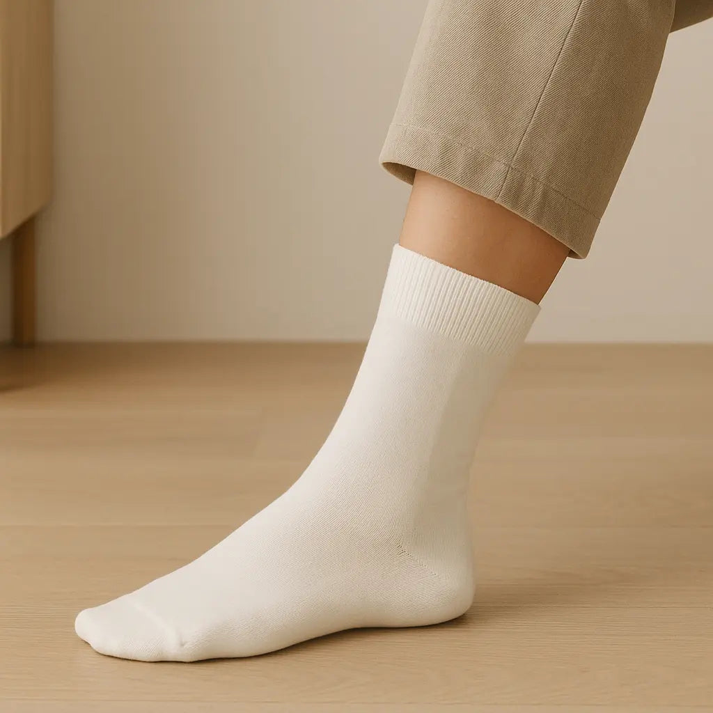 Chaussettes Femmes Essential Mollet Coton Blanc en situation