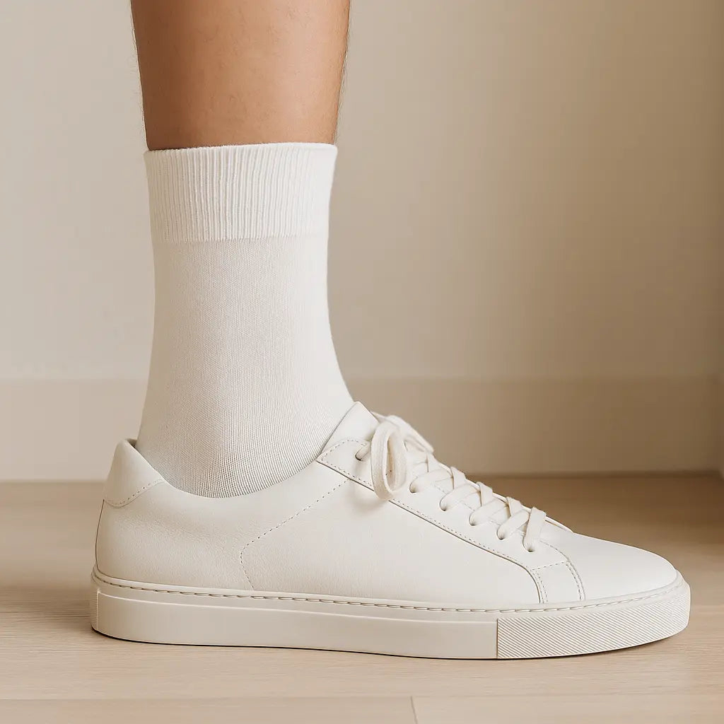 Chaussettes Femmes Essential Mollet Coton Blanc avec chaussures
