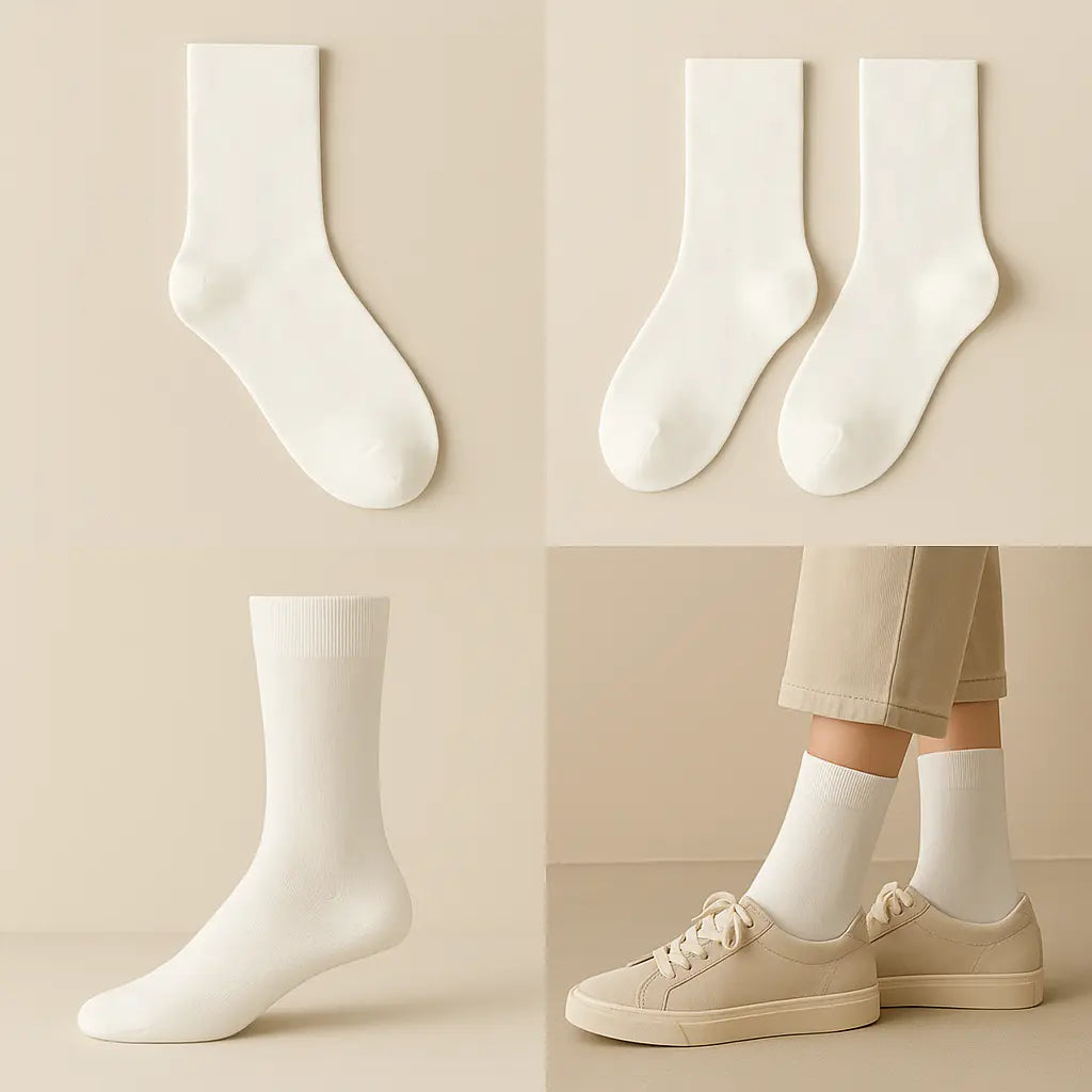 Chaussettes Femmes Essential Mollet Coton Blanc galerie produit
