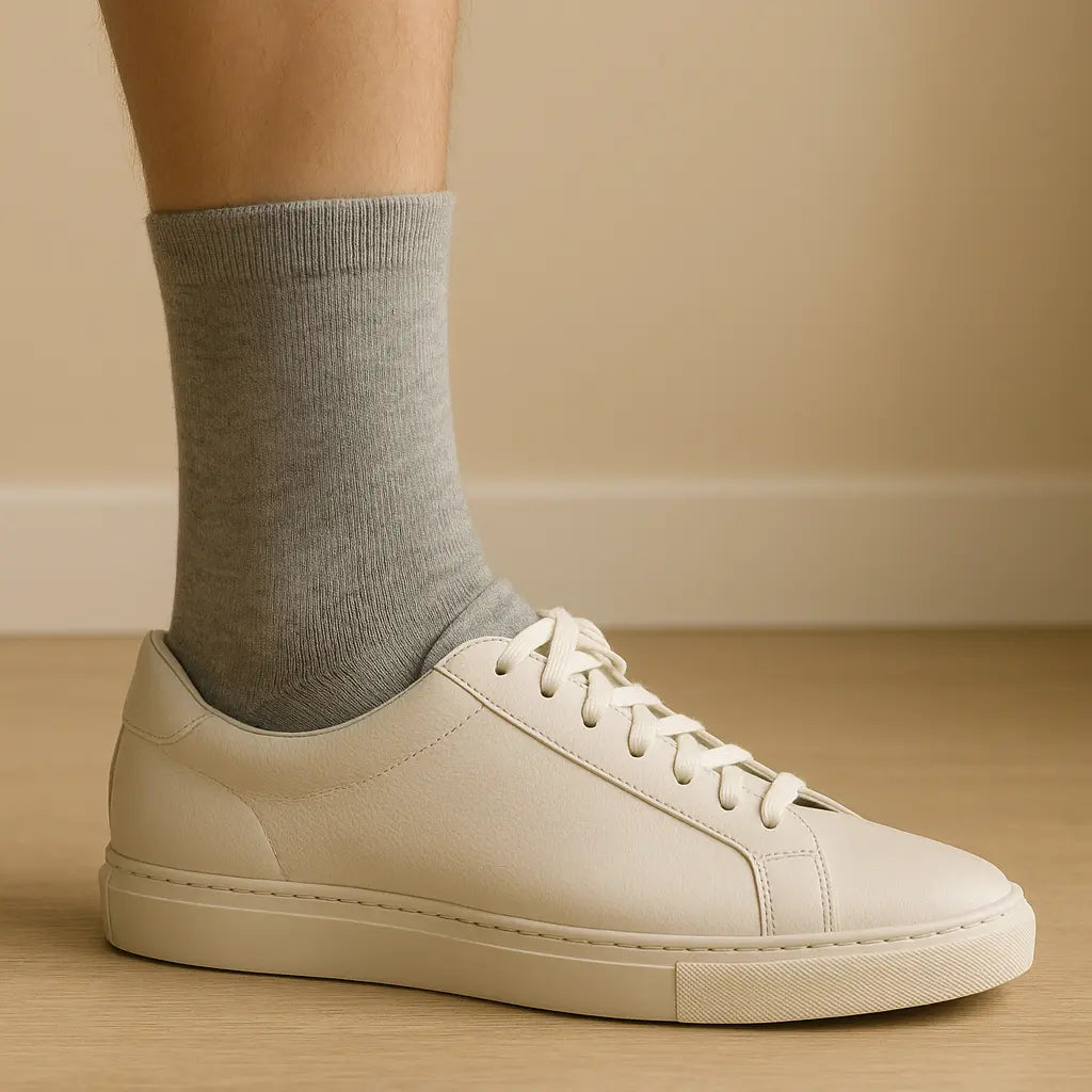 Chaussettes femmes Essential mollet coton gris clair avec chaussures