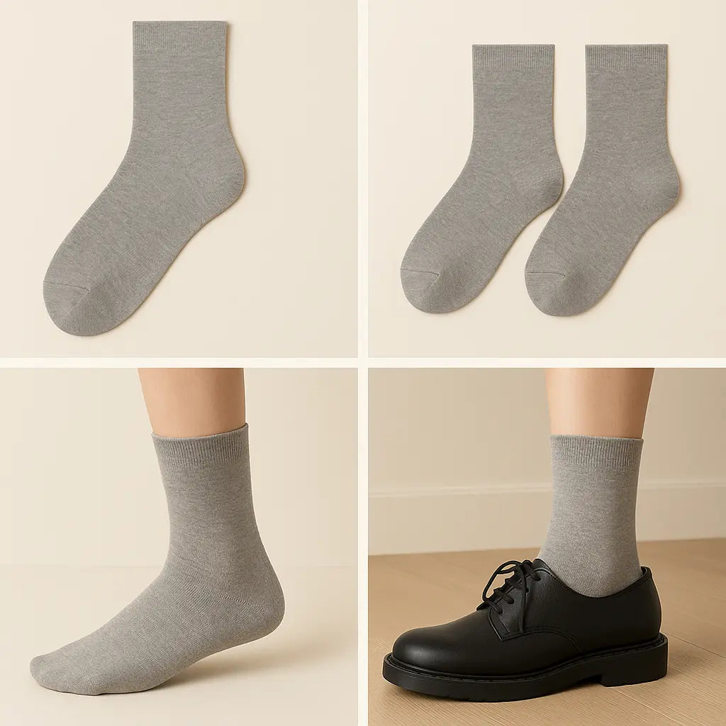 Chaussettes femmes Essential mollet coton gris clair galerie produit
