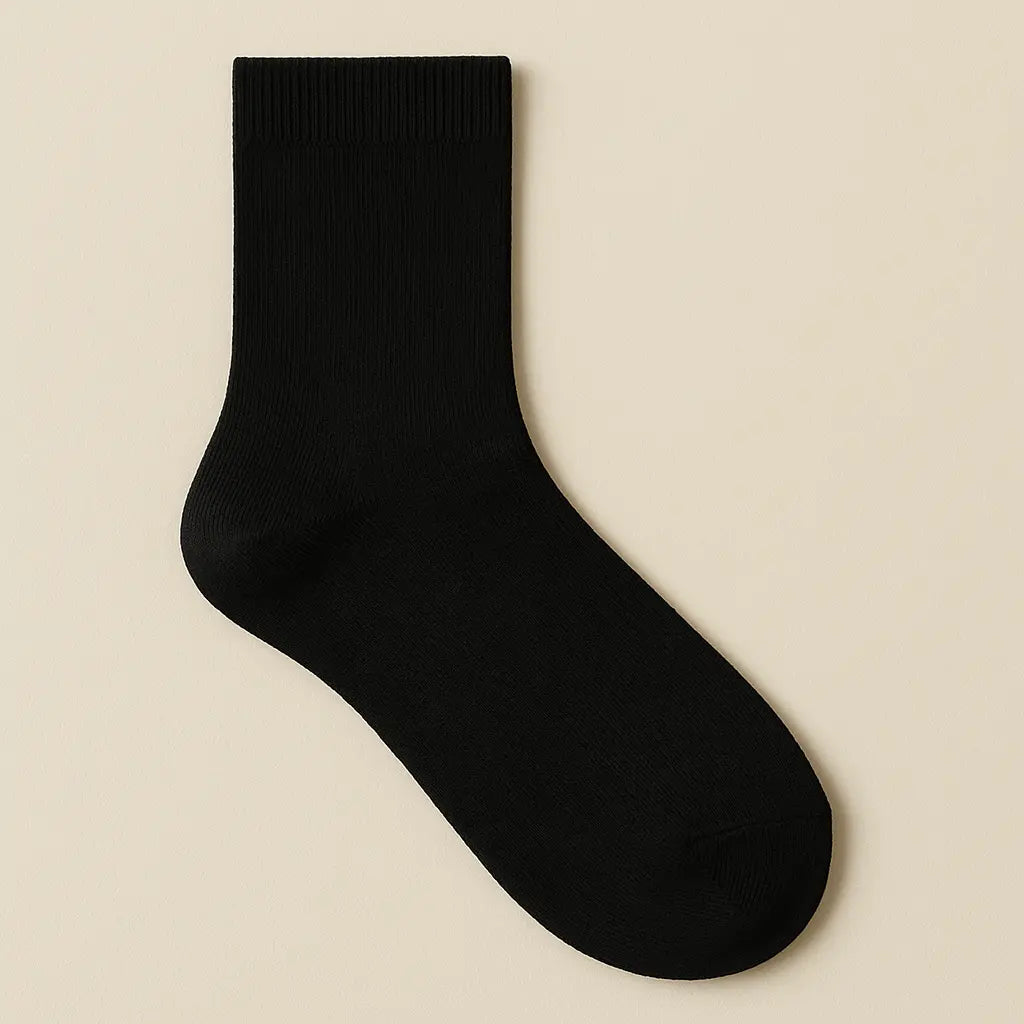 Chaussettes Femmes Essential Mollet Coton Noir vue à plat