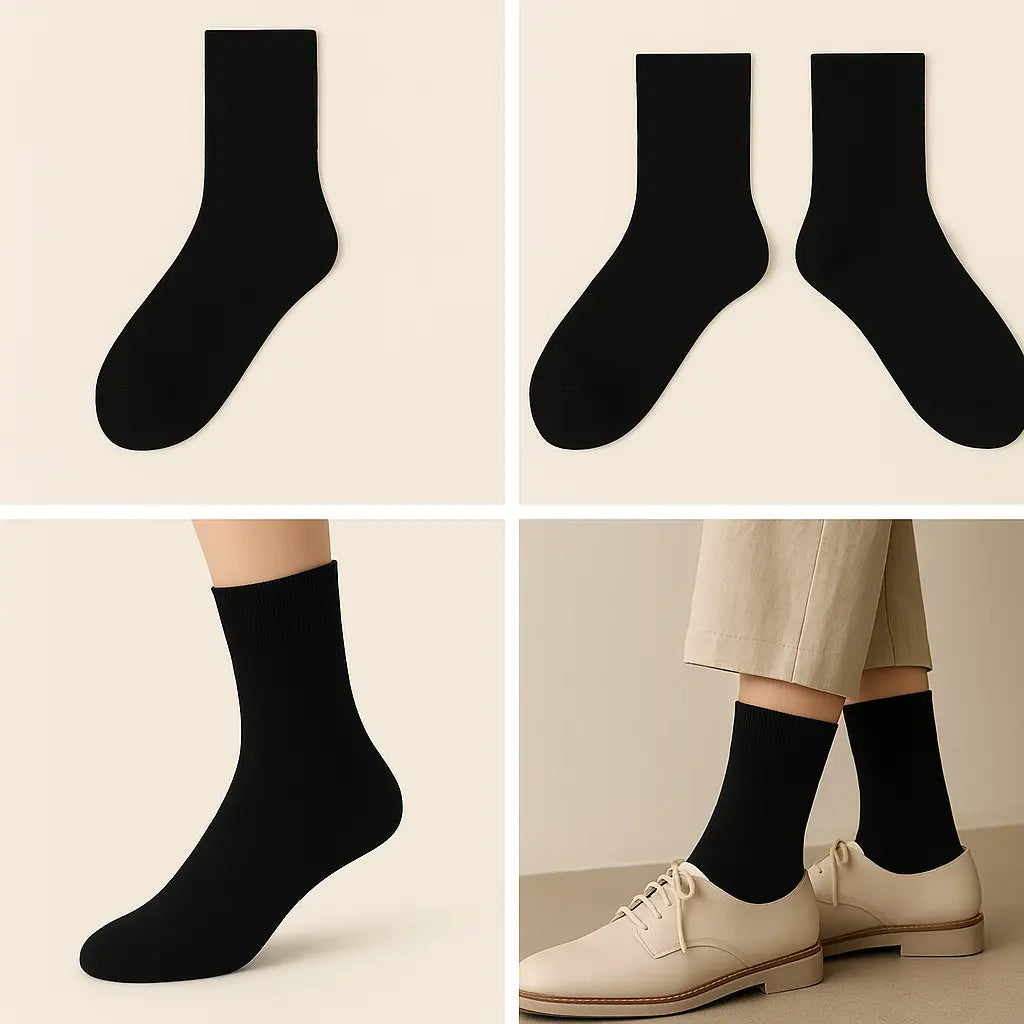 Chaussettes Femmes Essential Mollet Coton Noir galerie produit