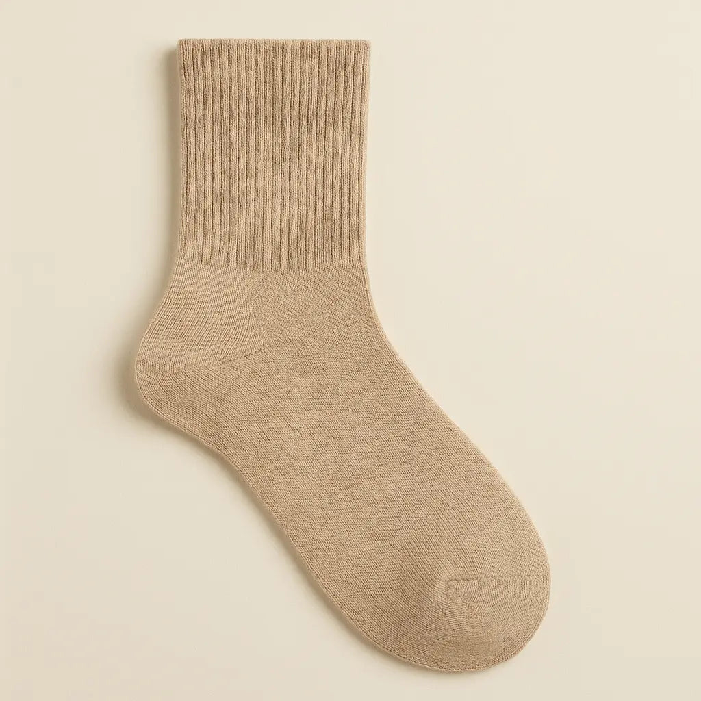 Chaussettes Femmes Essential Mollet Coton Beige vue à plat