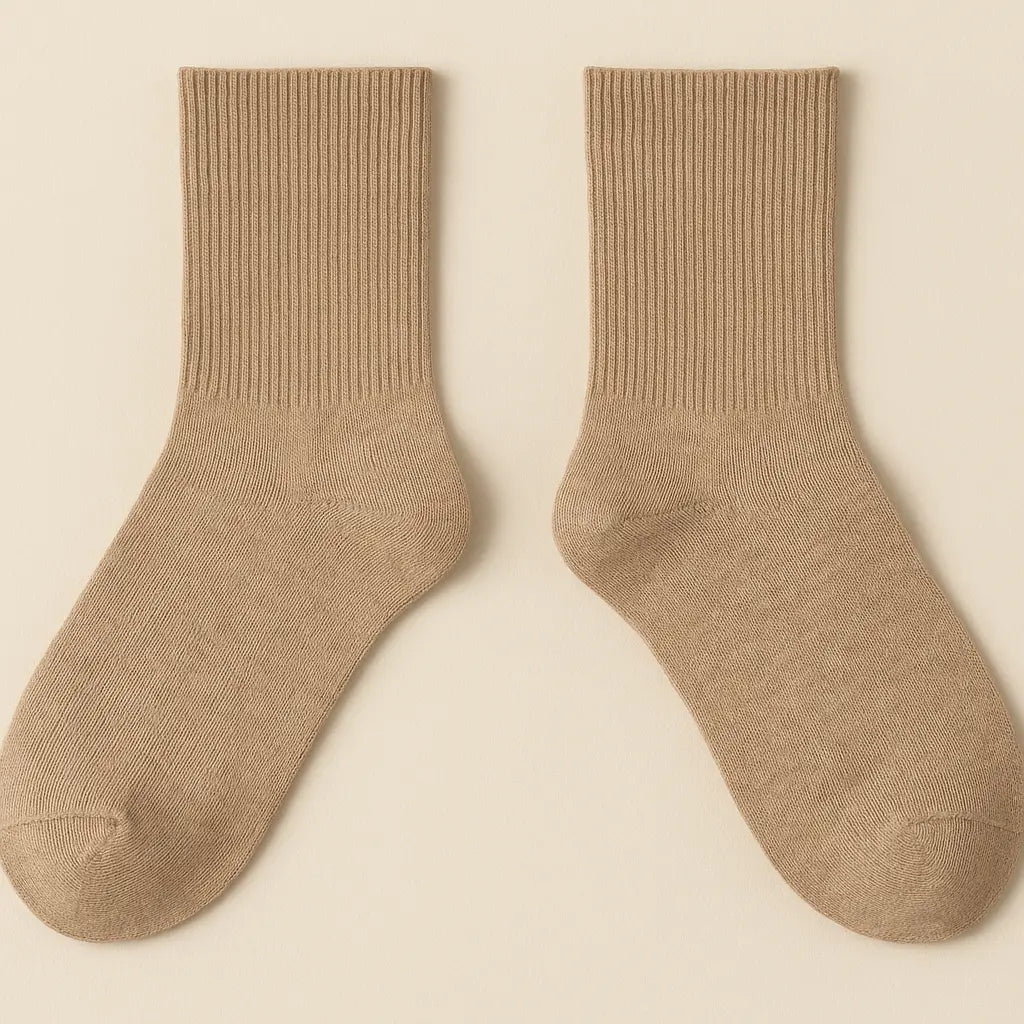 Chaussettes Femmes Essential Mollet Coton Beige paire