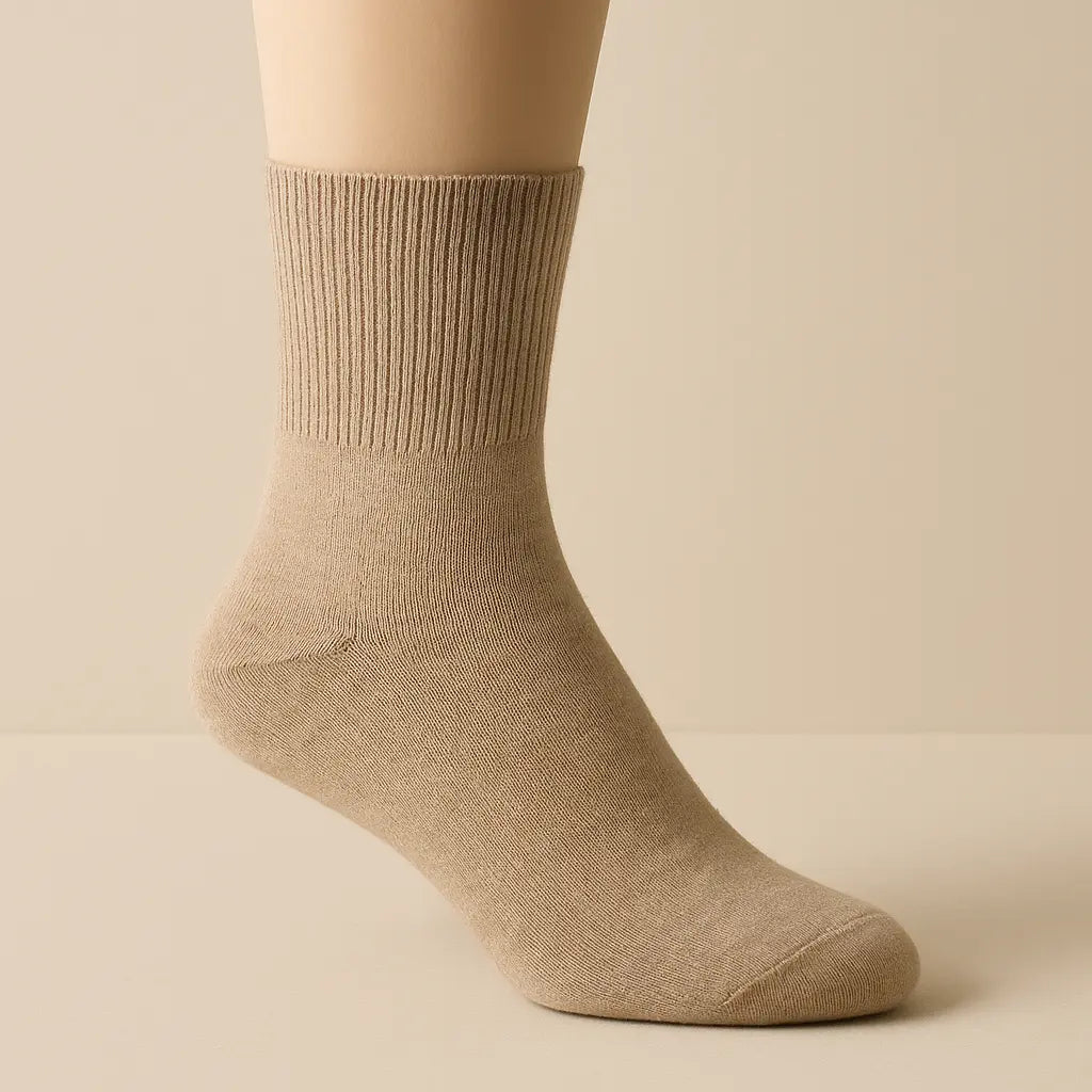 Chaussettes Femmes Essential Mollet Coton Beige sur pied mannequin