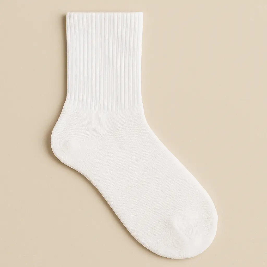 Chaussettes femmes Essential mollet coton blanc vue à plat