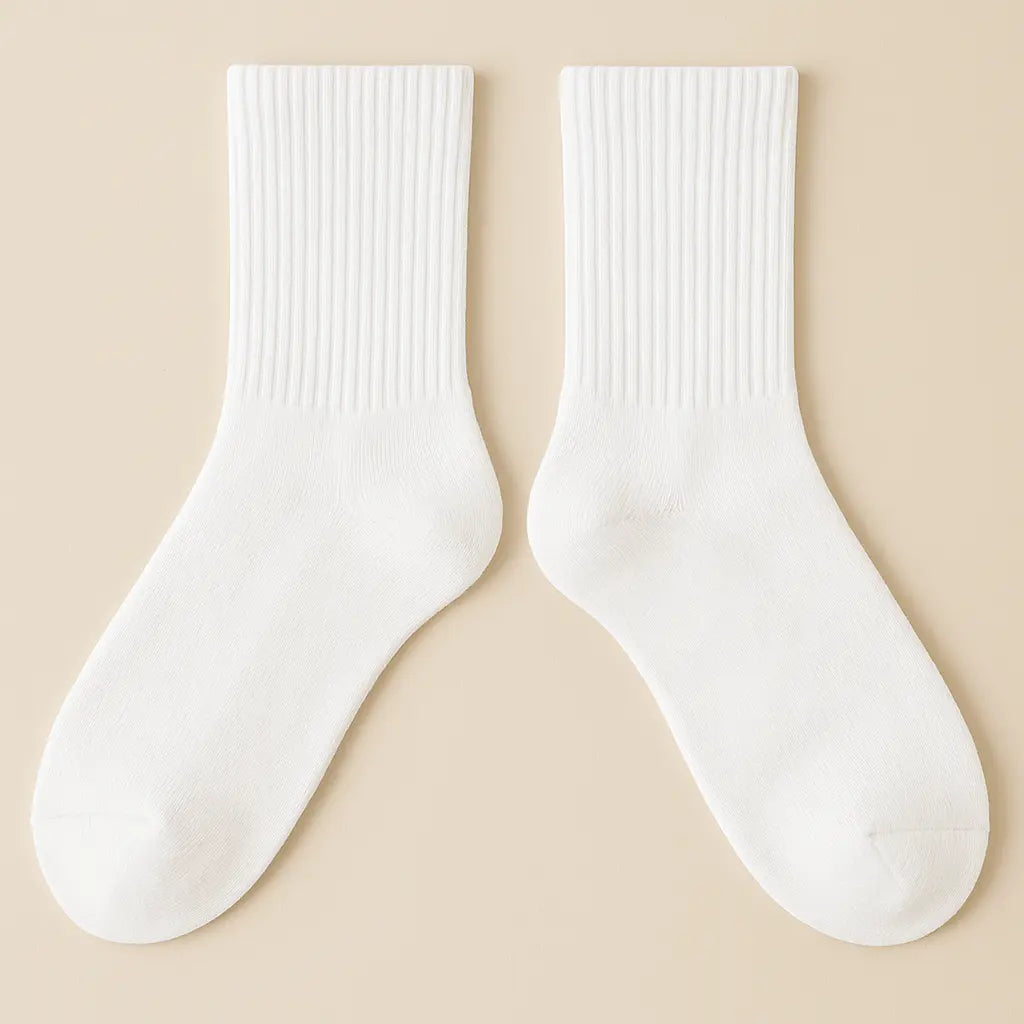 Chaussettes femmes Essential mollet coton blanc paire