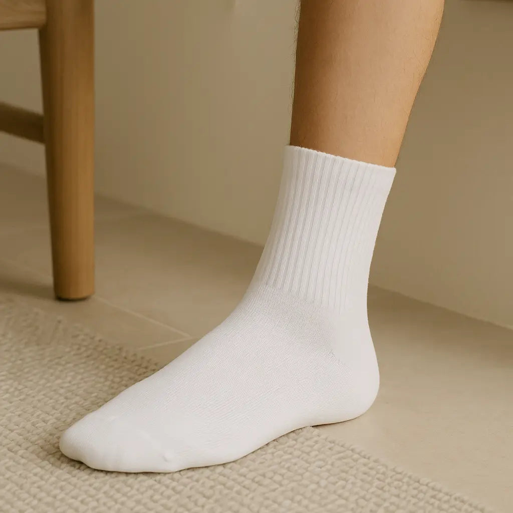 Chaussettes femmes Essential mollet coton blanc en situation