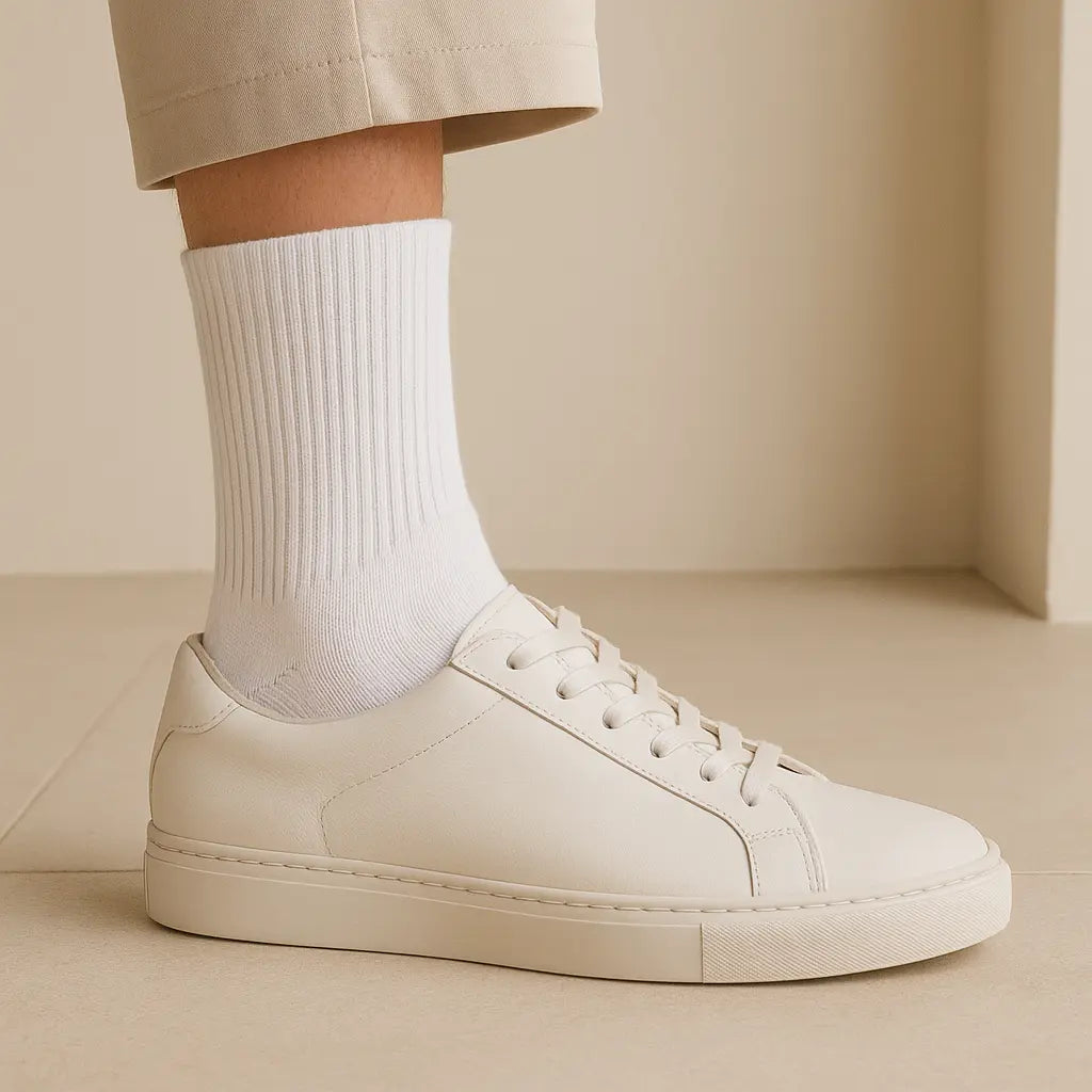 Chaussettes femmes Essential mollet coton blanc avec chaussures